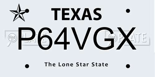 P64VGX Texas License Plate