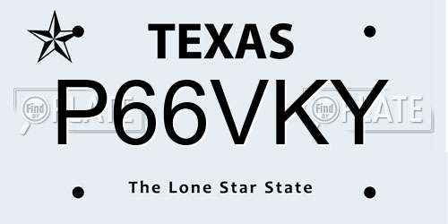 P66VKY Texas License Plate