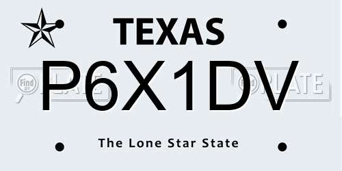 P6X1DV Texas License Plate