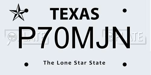 P70MJN Texas License Plate