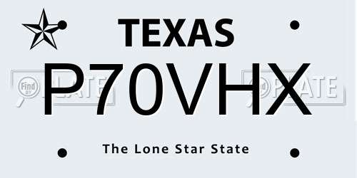 P70VHX Texas License Plate