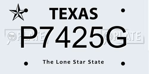 P7425G Texas License Plate