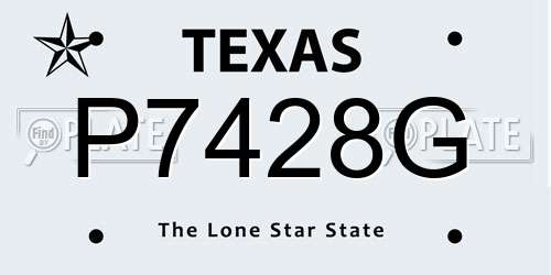 P7428G Texas License Plate