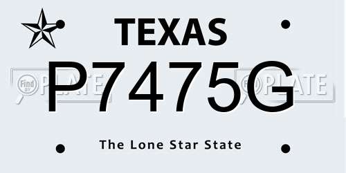 P7475G Texas License Plate