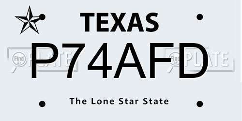 P74AFD Texas License Plate