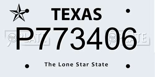 P773406 Texas License Plate