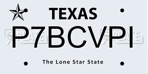 P7BCVPI Texas License Plate