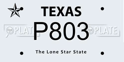 P803 Texas License Plate