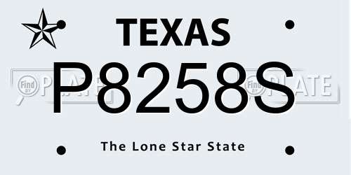 P8258S Texas License Plate
