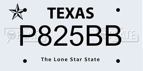 P825BB Texas License Plate