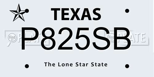 P825SB Texas License Plate