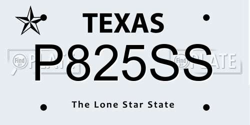 P825SS Texas License Plate
