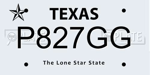 P827GG Texas License Plate