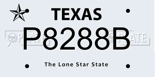 P8288B Texas License Plate