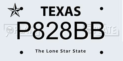 P828BB Texas License Plate