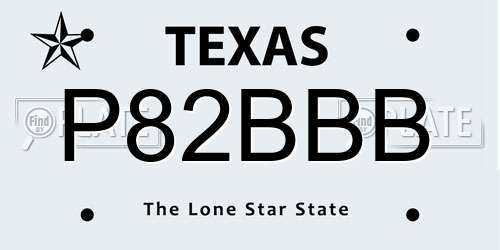 P82BBB Texas License Plate