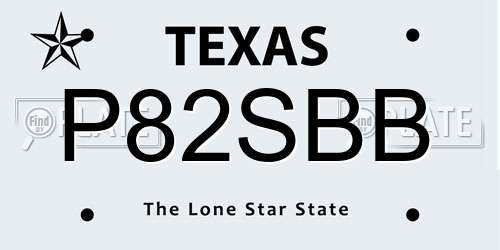P82SBB Texas License Plate