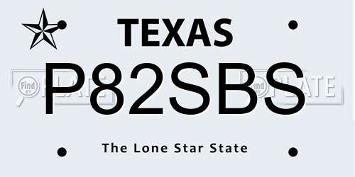 P82SBS Texas License Plate