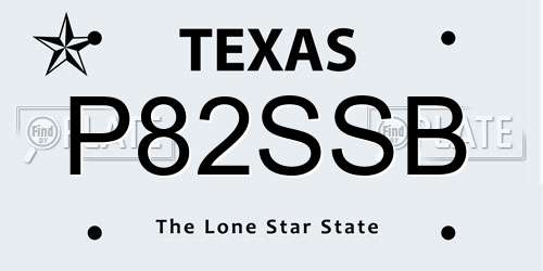 P82SSB Texas License Plate