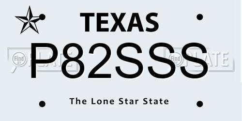 P82SSS Texas License Plate