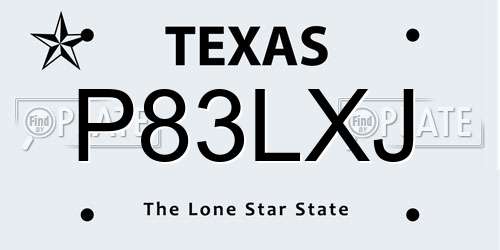 P83LXJ Texas License Plate