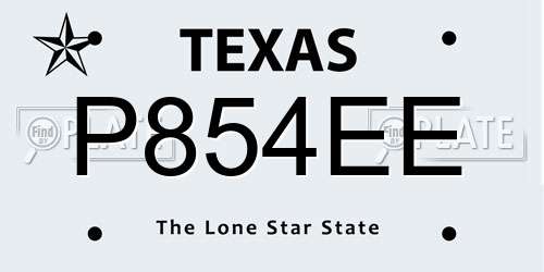 P854EE Texas License Plate
