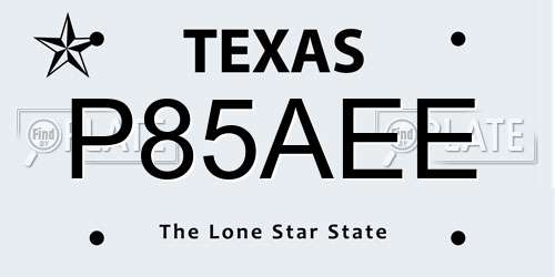 P85AEE Texas License Plate