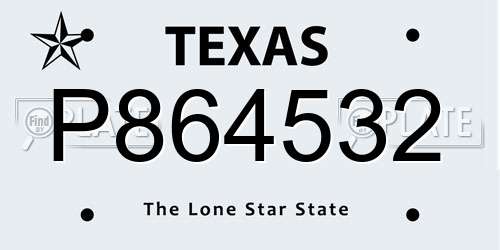 P864532 Texas License Plate