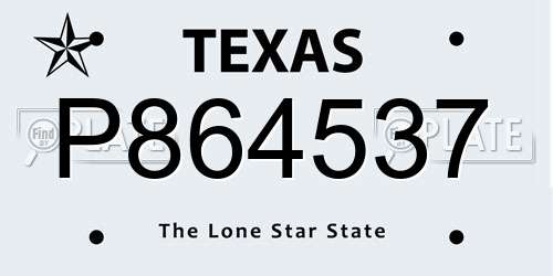 P864537 Texas License Plate