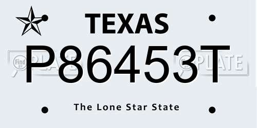 P86453T Texas License Plate