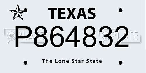 P864832 Texas License Plate