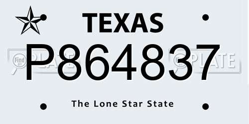 P864837 Texas License Plate