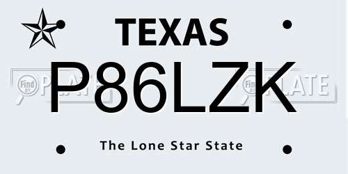 P86LZK Texas License Plate