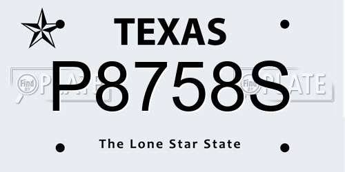 P8758S Texas License Plate