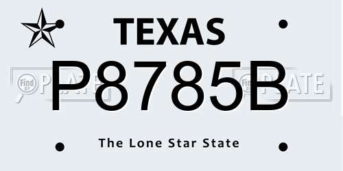 P8785B Texas License Plate