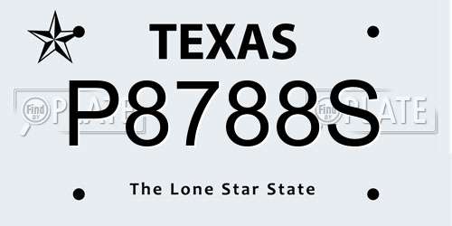 P8788S Texas License Plate
