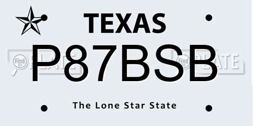 P87BSB Texas License Plate