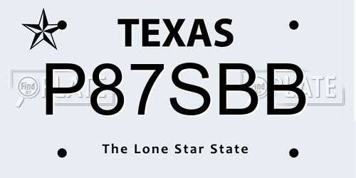 P87SBB Texas License Plate