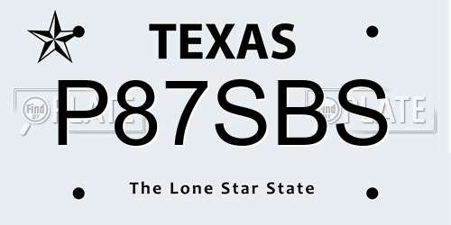 P87SBS Texas License Plate