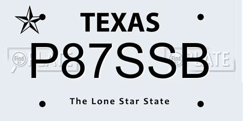 P87SSB Texas License Plate