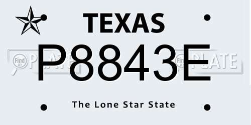 P8843E Texas License Plate