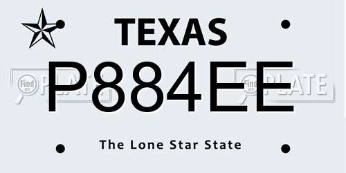 P884EE Texas License Plate