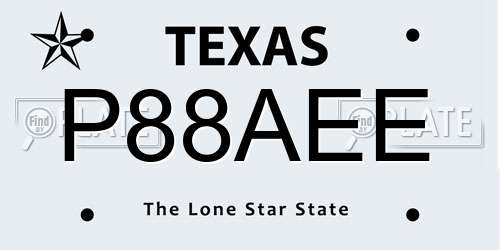 P88AEE Texas License Plate