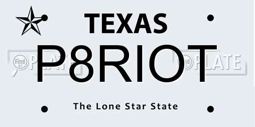 P8RIOT Texas License Plate