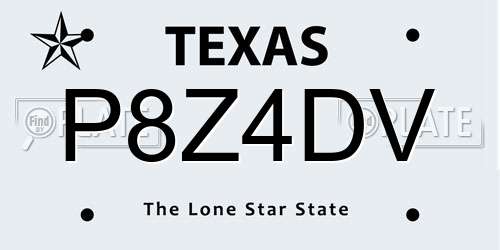 P8Z4DV Texas License Plate