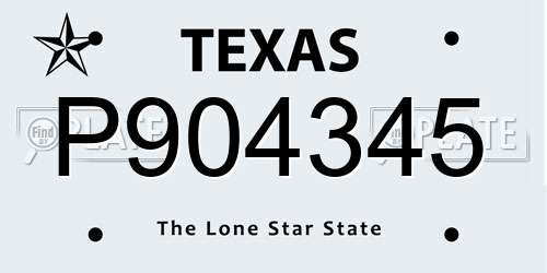 P904345 Texas License Plate
