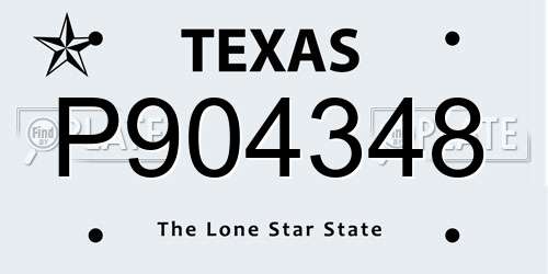 P904348 Texas License Plate