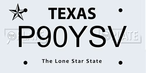 P90YSV Texas License Plate