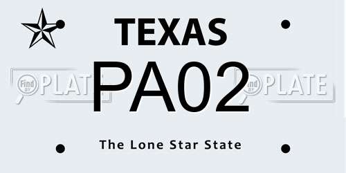 PA02 Texas License Plate