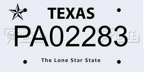 PA02283 Texas License Plate